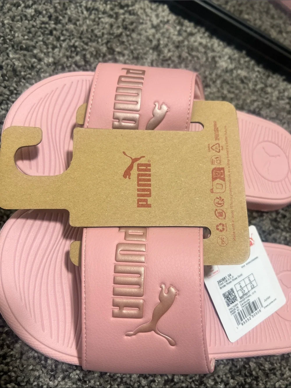 Puma Kids Pink Logo Slide Sandals